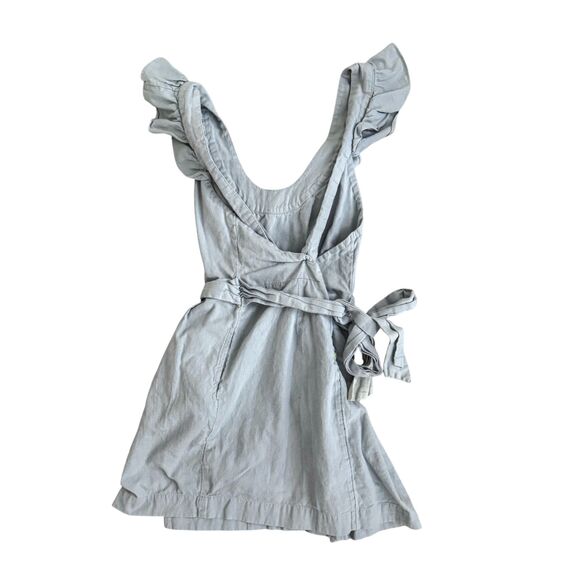 Free People Lara Ruffle Bib Seafoam Green Mini Dress Gardening Spring - Picture 4 of 5